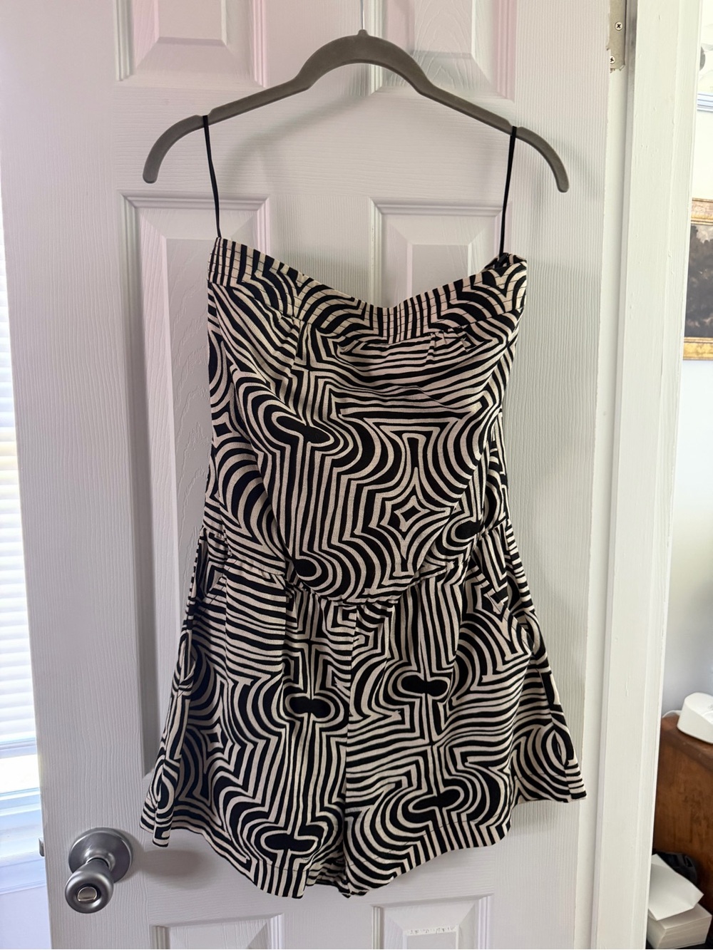Trina Turk Black & Cream Geometric Print Romper